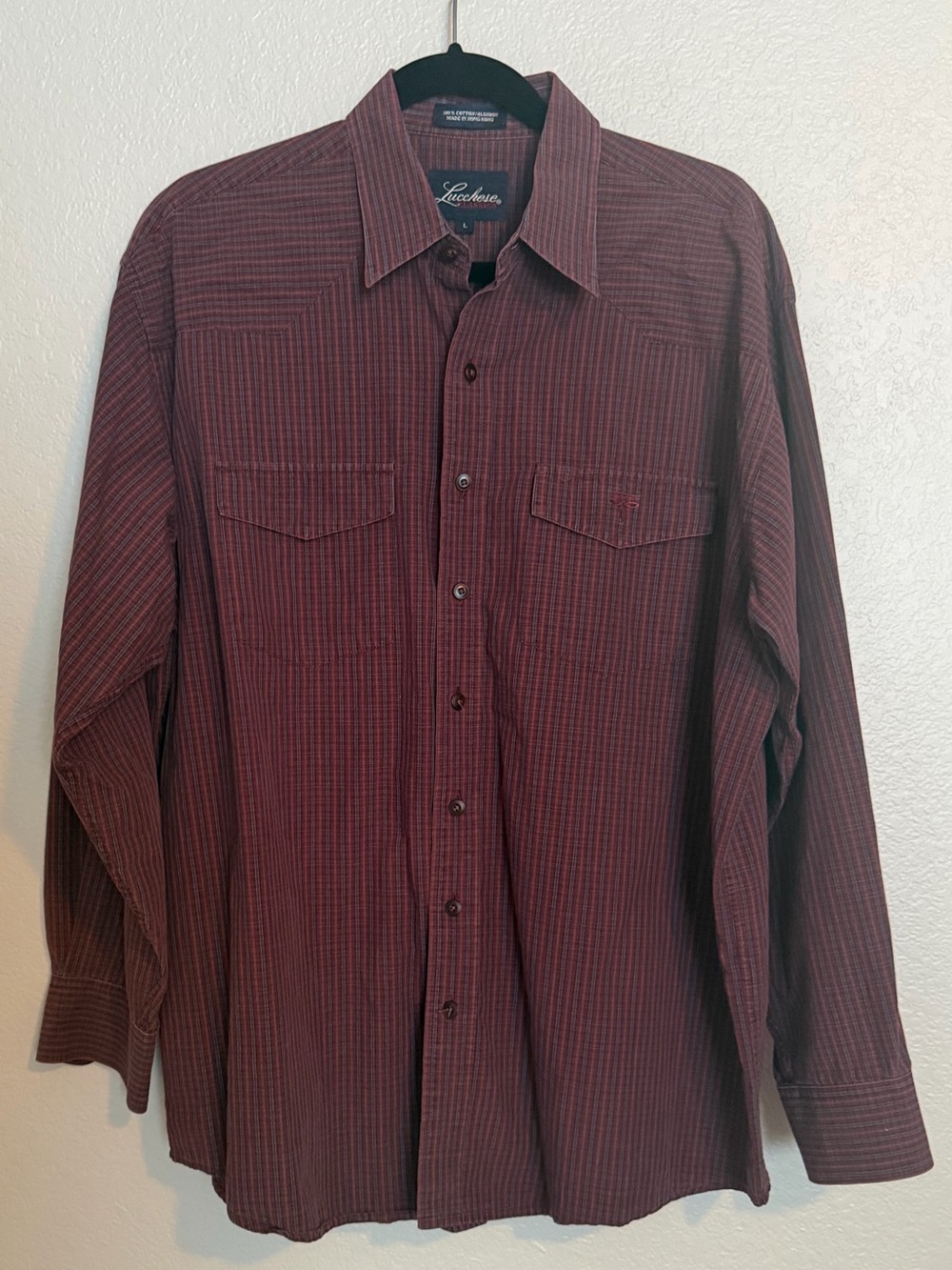 Lucchese Men's Burgundy Button-Down Workshirt